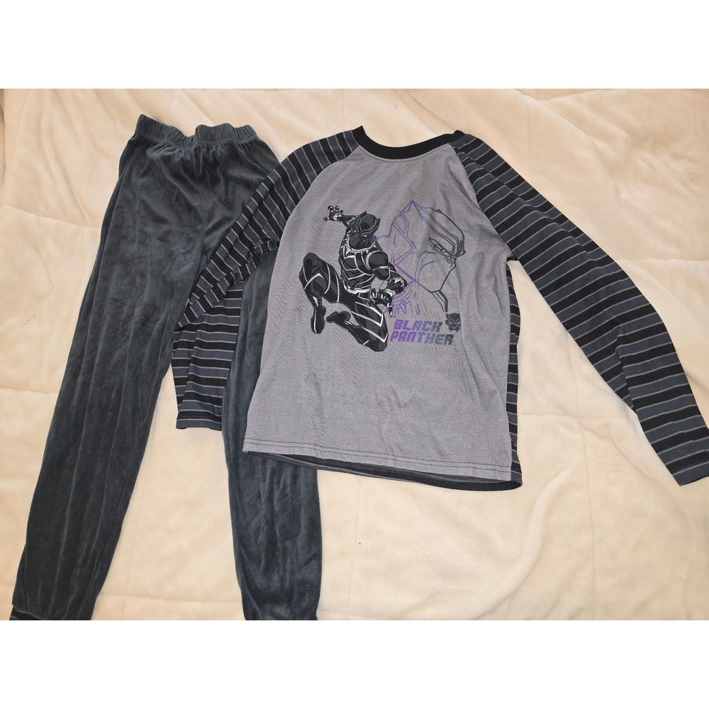 Black Panther Boys Long Sleeve Top and Pants Pajama Sleep Set, size 10-12 nwot
